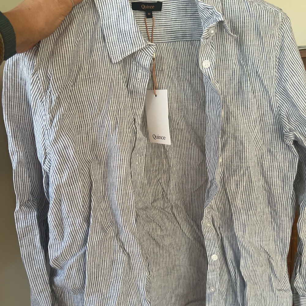 Quince Blue Striped Women’s Linen Shirt